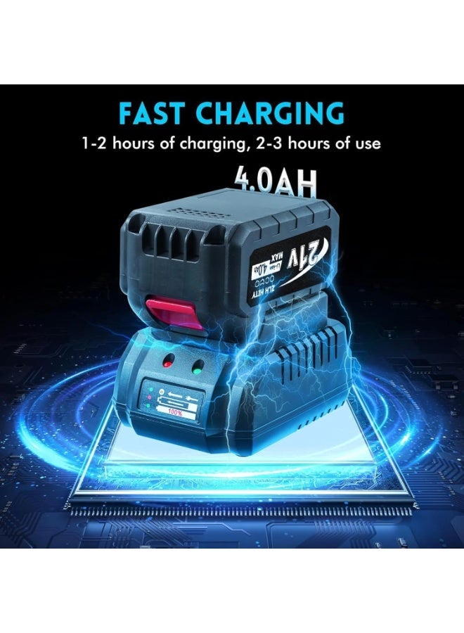 او تو او مجموعة مفاتيح ربط الصدمات المطورة من AOTUO مع خاصية الشحن السريع - مصدر الطاقة! عزم دوران 2000، أدوات كهربائية من AOTUO، مفتاح ربط صدمات يعمل ببطارية ليثيوم أيون 98 فولت بدون فرش، أداء عزم دوران عالٍ، مزود ببطاريتين 4.0 أمبير/ساعة - Image 3